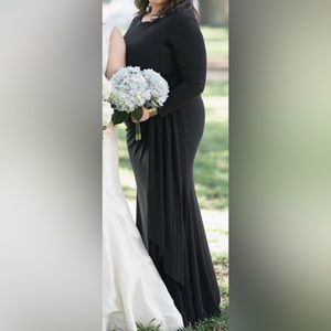 Vince Camuto Long Sleeve Ruched Gown in Black